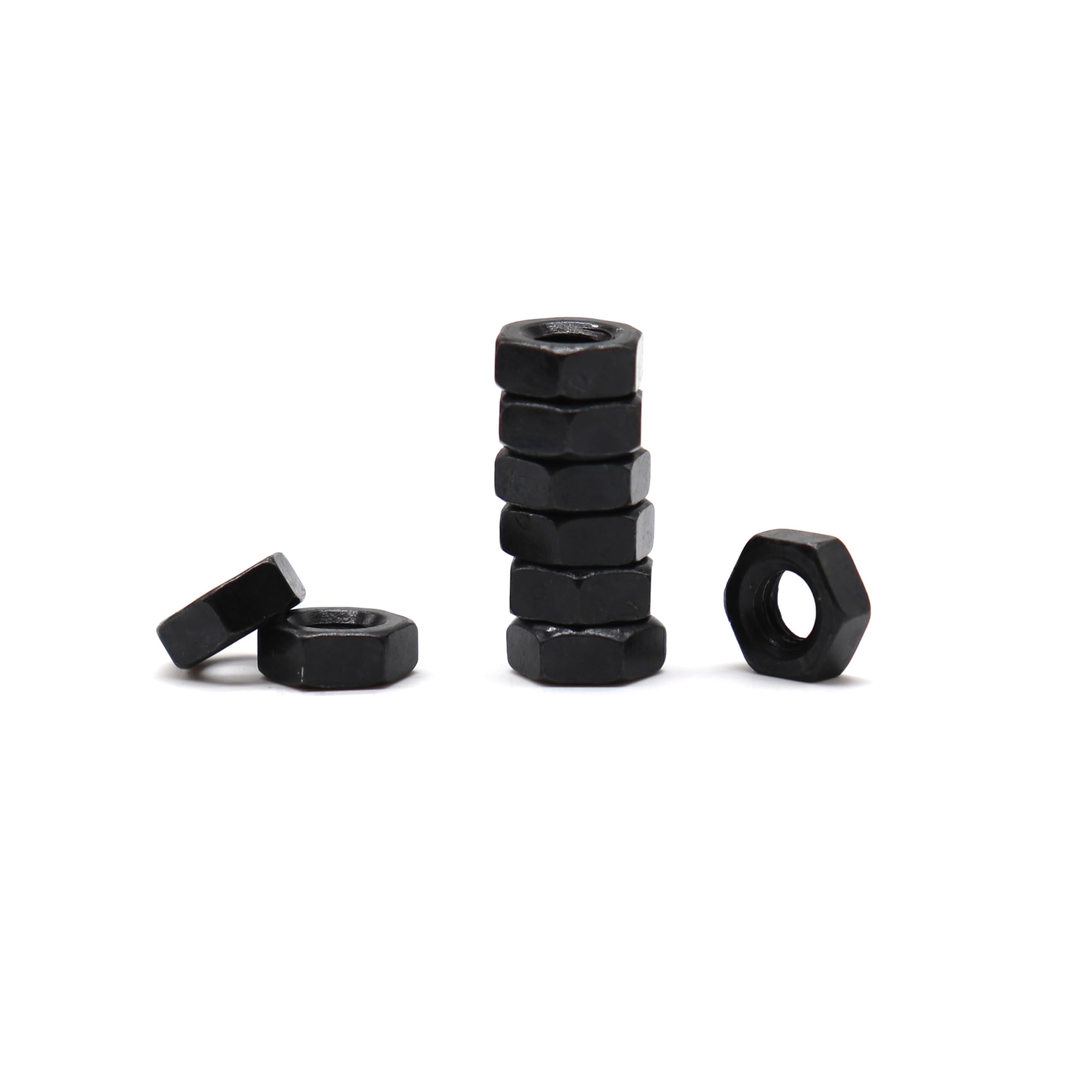 binifiMux 100pcs M2-0.4mm Black Hex Nuts Carbon Steel 8.8 Grade